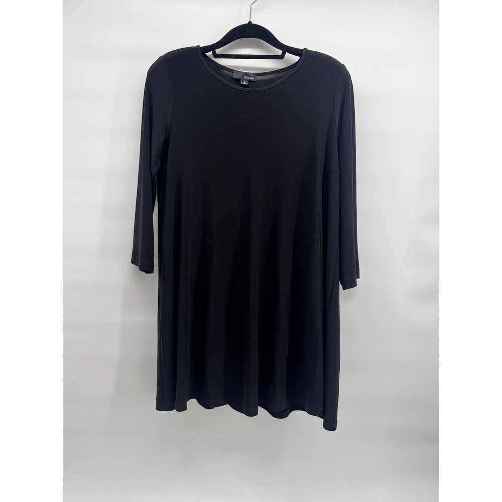 Sun Kim S Dress Black Stretch‎ Pullover Knit Pockets Minimalist Casual Tunic